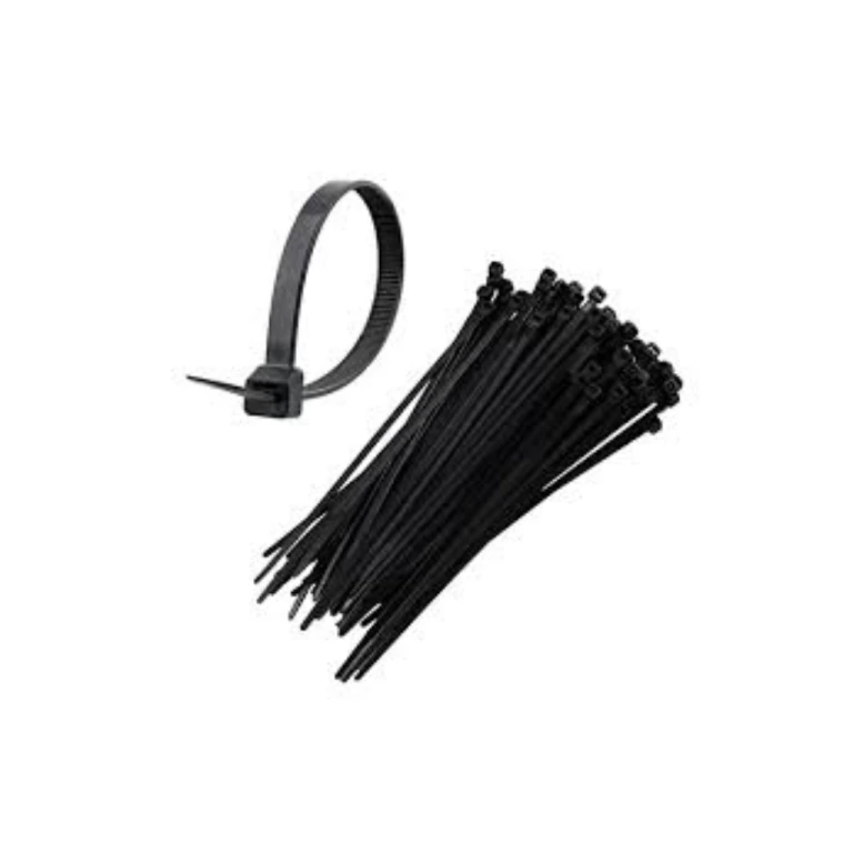 Abraçadeira de nylon preta – fixação resistente para cabos, fios e mangueiras em ambientes internos e externos.